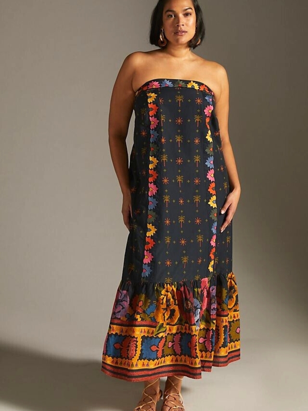 Anthropologie Black Strapless Maxi Dress  Farm Rio For Anthropologie Rare!!
